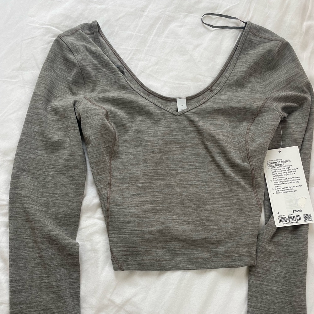 Nwt lululemon align long sleeve heathered rover size 4